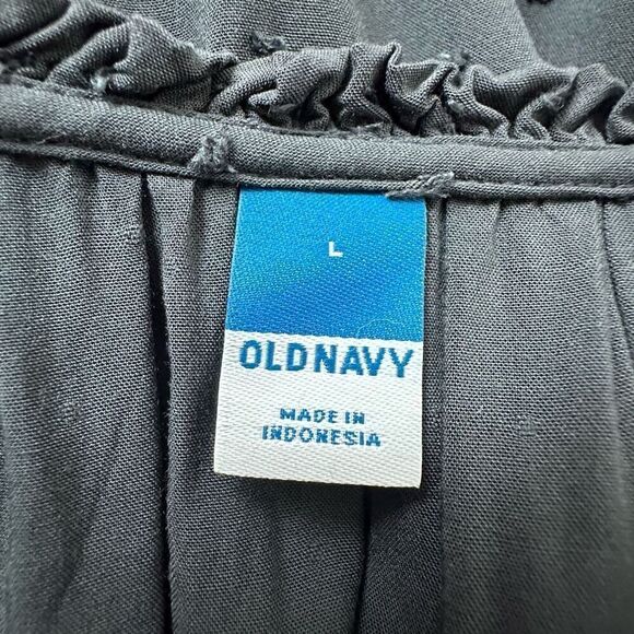 Old Navy Women's L Swiss Dot Sleeveless Swing Dress Gray Tiered With Pockets - Picture 6 of 11